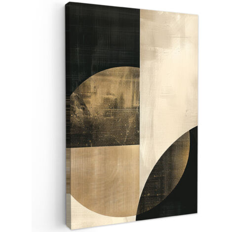 QUADRO SU TELA Astratto - Forme geometriche - Nero - Oro 90x140 cm