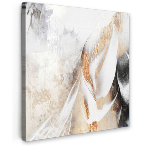 QUADRO SU TELA Lusso - Astratto - Oro - Bianco 90x90 cm