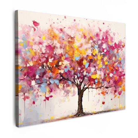 QUADRO SU TELA Acquerello - Albero - Arte - Astratto 80x60 cm