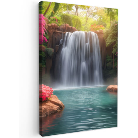 QUADRO SU TELA Cascata - Natura - Piante - Giungla - Acqua 20x30 cm (1/5)