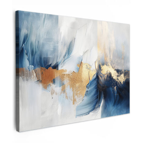 QUADRO SU TELA Oro - Blu - Acquerello - Arte - Moderno 40x30 cm