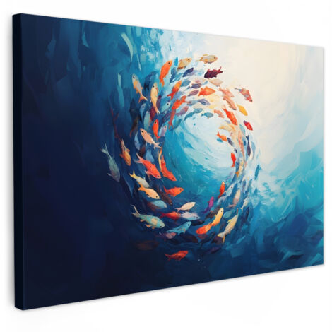 QUADRO SU TELA Mare - Pesce - Colorato - Dinamico 150x100 cm