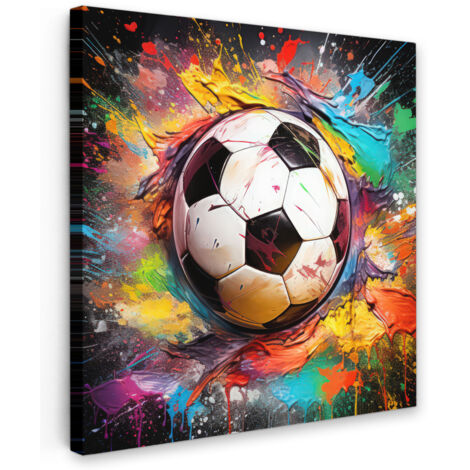 QUADRO SU TELA Calcio - Vernice - Colori - Nero - Bianco 20x20 cm