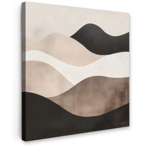 QUADRO SU TELA Astratto - Paesaggio - Onde - Colore crema 90x90 cm