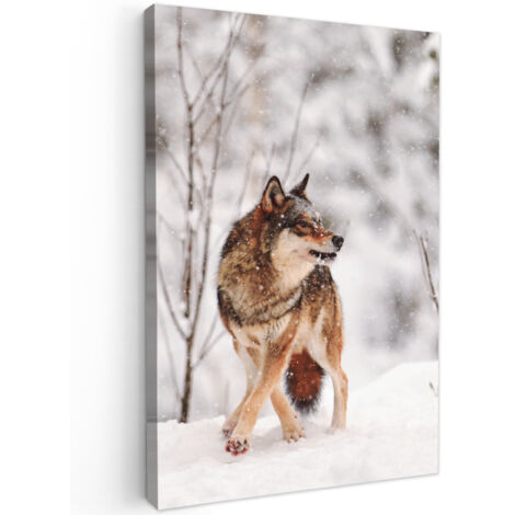 QUADRO SU TELA Lupo - Inverno - Neve - Natura - Animali 20x30 cm (1/5)