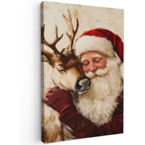 QUADRO SU TELA Babbo Natale - Renna - Natale 90x140 cm (1/5)