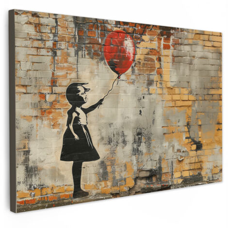 QUADRO SU TELA Graffiti - Banksy - Ragazza - Arte di strada 140x90 cm