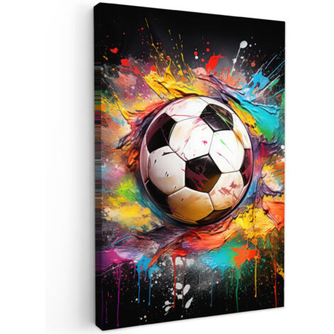 QUADRO SU TELA Calcio - Vernice - Colori - Nero - Bianco 20x30 cm