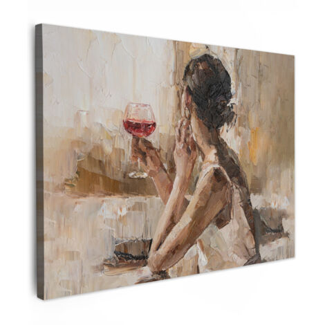 QUADRO SU TELA Pittura a olio - Donna - Vino 40x30 cm (1/5)