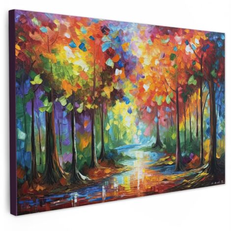 QUADRO SU TELA Paesaggio - Foresta - Colori - Natura 90x60 cm