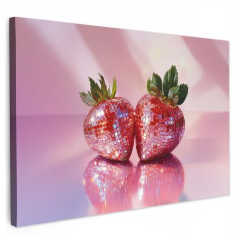 QUADRO SU TELA Disco - Frutta - Glitter - Fragola 60x40 cm