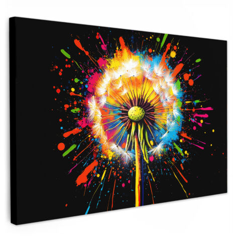 QUADRO SU TELA Dente di leone - Graffiti - Colorato - Fiori - Natura 30x20 cm (1/3)