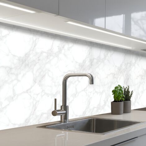 SCHIENALI CUCINA Minimalista - Bianco - Grigio venato 250x80 cm