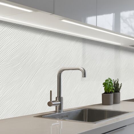 SCHIENALI CUCINA Onde - Nervature - Bianco 400x80 cm