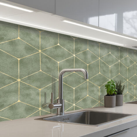 SCHIENALI CUCINA Sottile - Geometrico - Oro - Verde 150x80 cm
