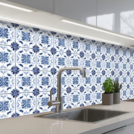 SCHIENALI CUCINA Motivo - Piastrella - Blu 300x80 cm (1/5)