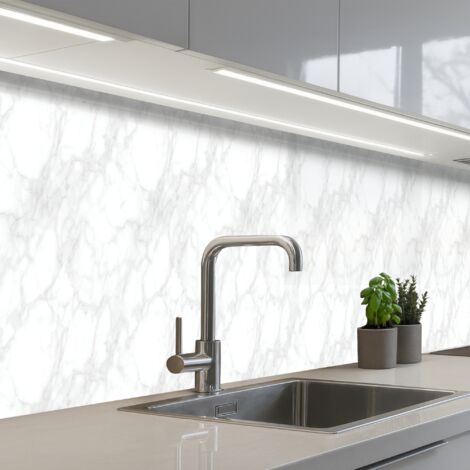 SCHIENALI CUCINA Minimalista - Bianco - Grigio venato 400x60 cm