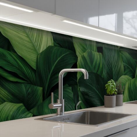SCHIENALI CUCINA Natura - Tropicale - Foglie - Verde 300x80 cm