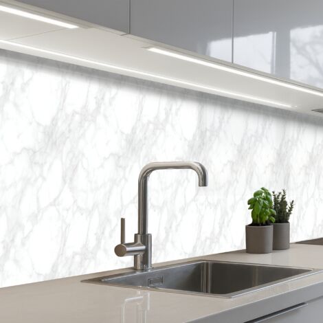 SCHIENALI CUCINA Minimalista - Bianco - Grigio venato 350x60 cm