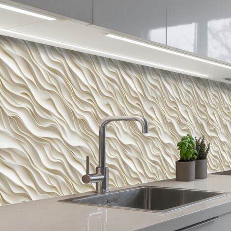 SCHIENALI CUCINA Onde - Bianco - Minimalista 500x80 cm