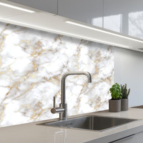 SCHIENALI CUCINA Venature dorate - Marmo - Bianco 80x60 cm