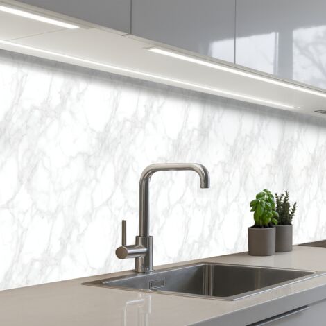 SCHIENALI CUCINA Minimalista - Bianco - Grigio venato 500x80 cm