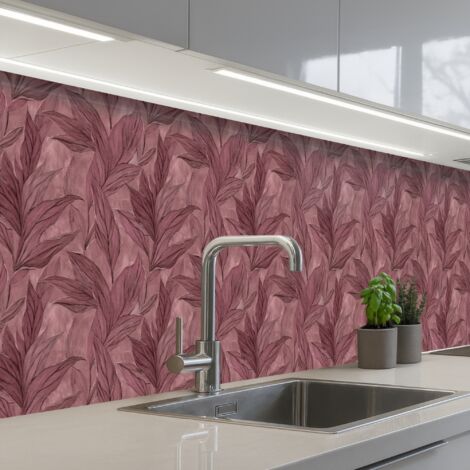 SCHIENALI CUCINA Foglie - Motivo - Viola 250x60 cm (1/5)