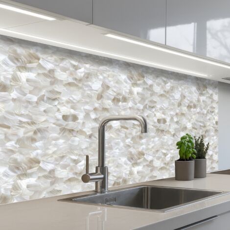 SCHIENALI CUCINA Bianco - Pennellate - Effetto rilievo 100x60 cm