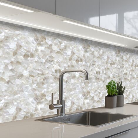 SCHIENALI CUCINA Bianco - Pennellate - Effetto rilievo 200x60 cm