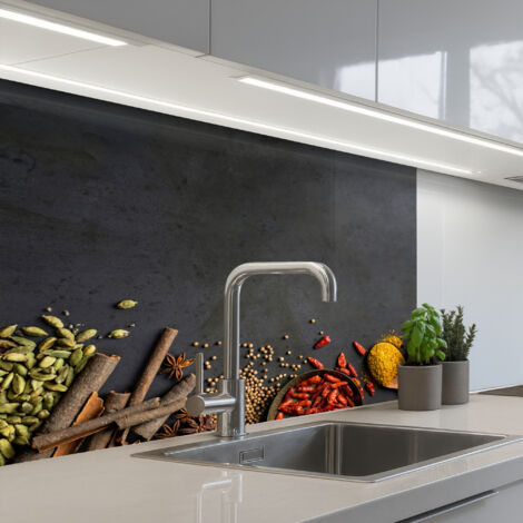 SCHIENALI CUCINA Erbe - Alimenti - Spezie - Nero - Paprika - Cannella 80x60 cm