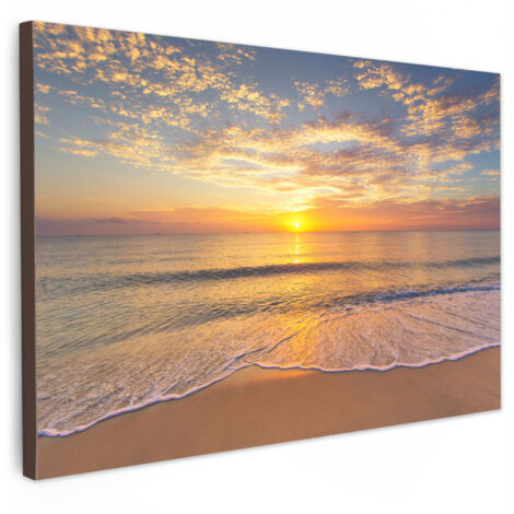 QUADRO SU TELA Spiaggia - Tramonto - Mare 30x20 cm