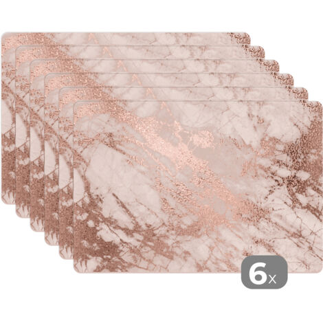TOVAGLIETTE AMERICANE Set di 6 Marmo - Rosa - Lusso - Look marmoreo - Glitter - Design 45x30 cm (1/5)