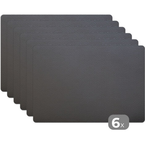 TOVAGLIETTE AMERICANE Set di 6 Pelle - Testurizzata - Similpelle - Grigio 45x30 cm