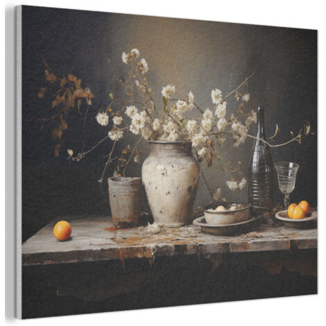 QUADRO ACUSTICO Natura morta - Fiori - Bouquet - Vaso - Vino 80x60 cm (1/5)