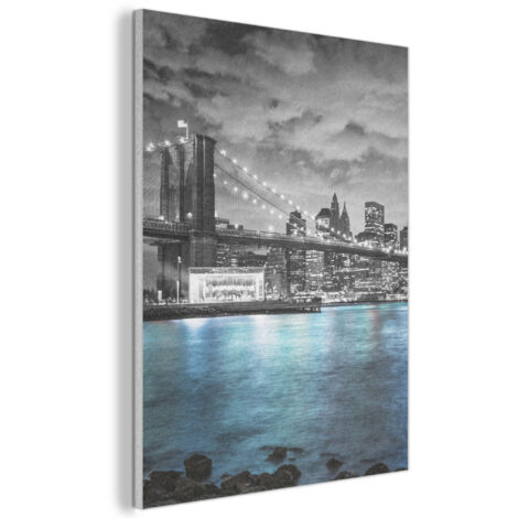 QUADRO ACUSTICO New York - Skyline - Città - Blu 60x80 cm (1/5)