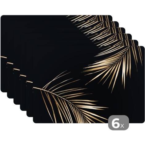 TOVAGLIETTE AMERICANE Set di 6 Foglie - Piante - Oro - Nero - Lusso 45x30 cm