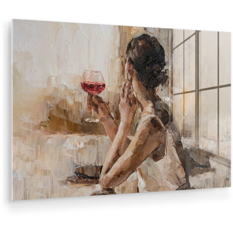 QUADRO IN PLEXIGLASS Pittura a olio - Donna - Vino 60x40 cm (1/5)