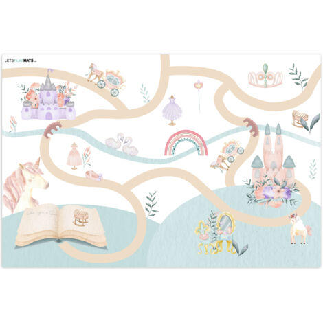 TAPPETO PER BAMBINI Principessa - Castello - Fiori - Unicorno - Ragazze 135x90 cm