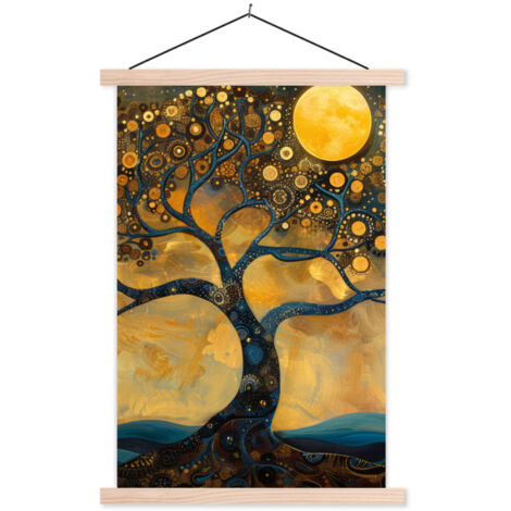POSTER CON CORNICE MAGNETICA Albero - Luna - Fiori - Oro - Arte 40x60 cm (1/3)
