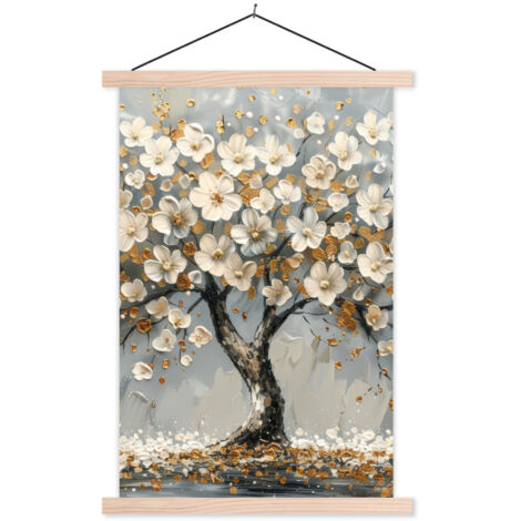 POSTER CON CORNICE MAGNETICA Albero - Fiori - Bianco - Natura - Arte 40x60 cm