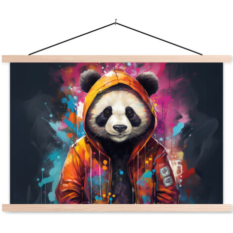 POSTER CON CORNICE MAGNETICA Panda - Giacca - Graffiti - Arancione 60x40 cm (1/3)