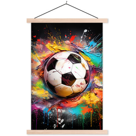 POSTER CON CORNICE MAGNETICA Calcio - Vernice - Colori - Nero - Bianco 40x60 cm (1/3)