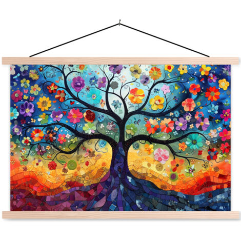 POSTER CON CORNICE MAGNETICA Arte - Albero della vita - Fiori - Hippie 60x40 cm (1/3)