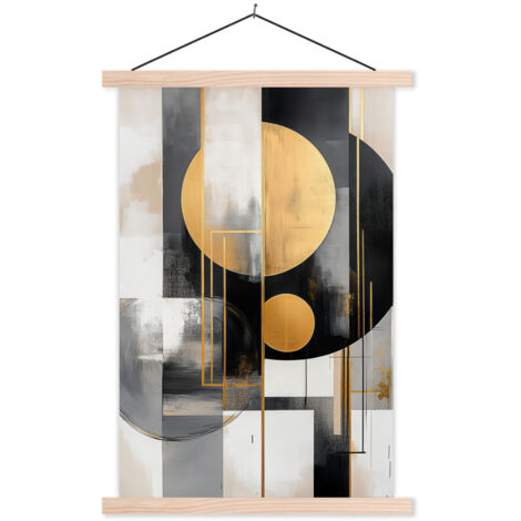 POSTER CON CORNICE MAGNETICA Astratto - Oro - Argento - Forme - Estetico - Moderno 40x60 cm (1/3)