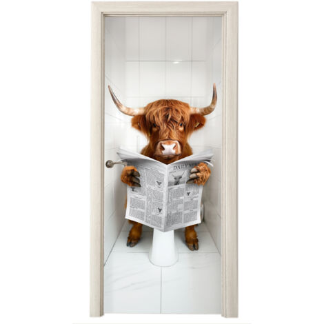 ADESIVO PER PORTA Schotse Hooglander - Krant - WC - Dier (1/5)