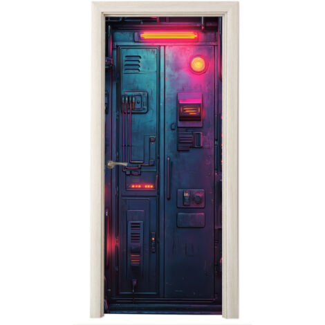 ADESIVO PER PORTA Porta - Futuristico - Blu - Rosa - Neon (1/5)