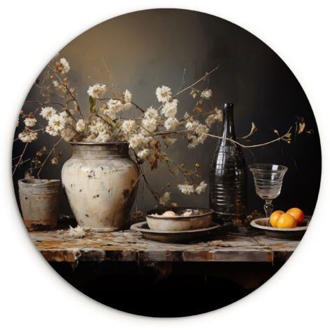 CERCHIO DA PARETE Natura morta - Fiori - Bouquet - Vaso - Vino 30x30 cm (1/5)