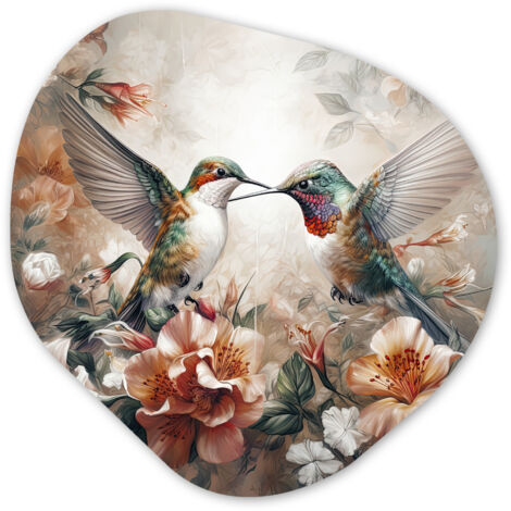 CERCHIO DA PARETE Colibrì - Uccelli - Fiori - Natura 40x40 cm (1/5)