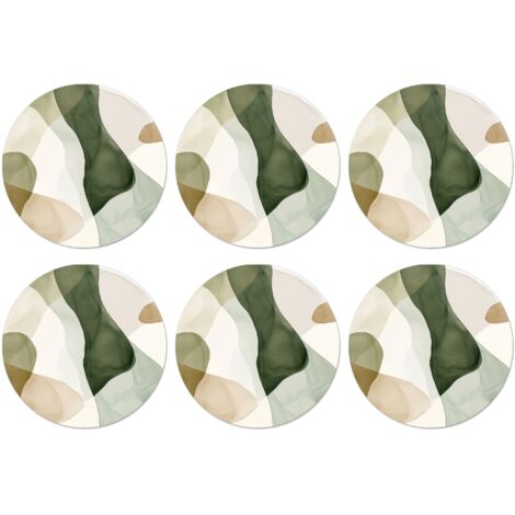 SOTTOBICCHIERI Set di 6Japandi - Astratto - Verde 10x10 cm