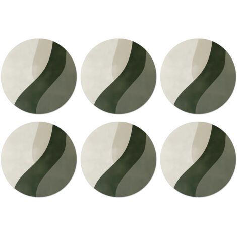 SOTTOBICCHIERI Set di 6Giappone - Verde - Astratto - Moderno 10x10 cm